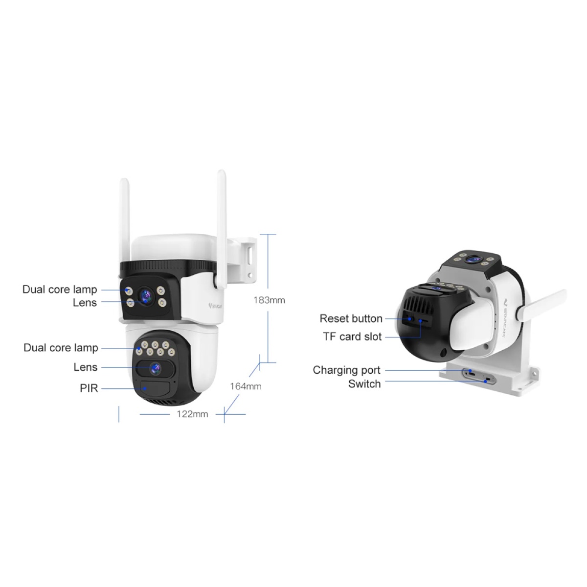 VSTARCAM smart ηλιακή κάμερα CB621DR, dual lens, 3MP, WiFi, SD, PTZ, IP66 - Image 13