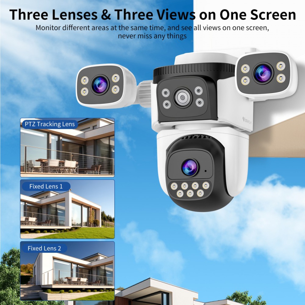 VSTARCAM smart κάμερα CS621SR, triple lens, 2MP, WiFi, SD, PTZ, IP66 - Image 2