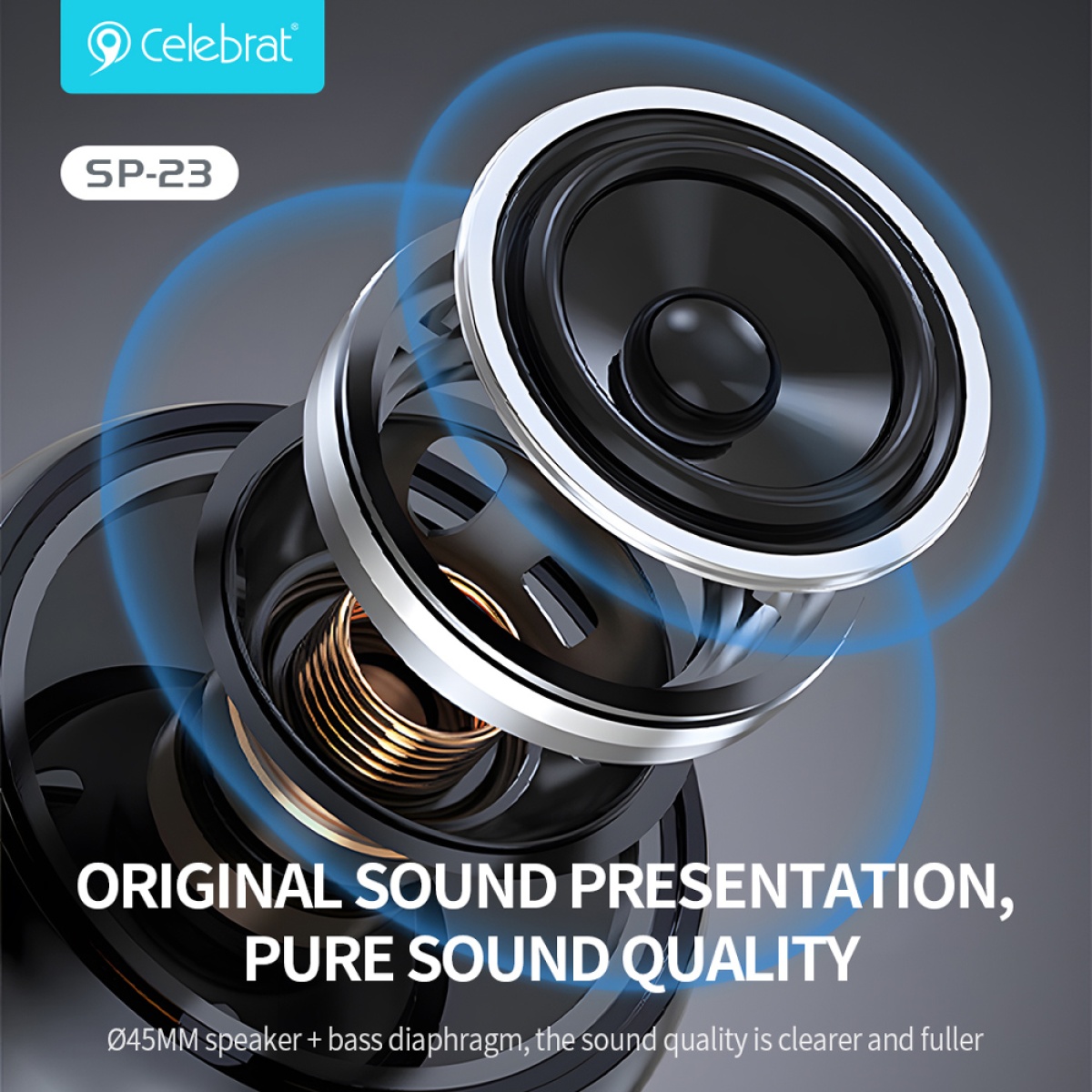 CELEBRAT φορητό ηχείο SP-23, 5W, Bluetooth, 1200mAh, μαύρο - Image 5