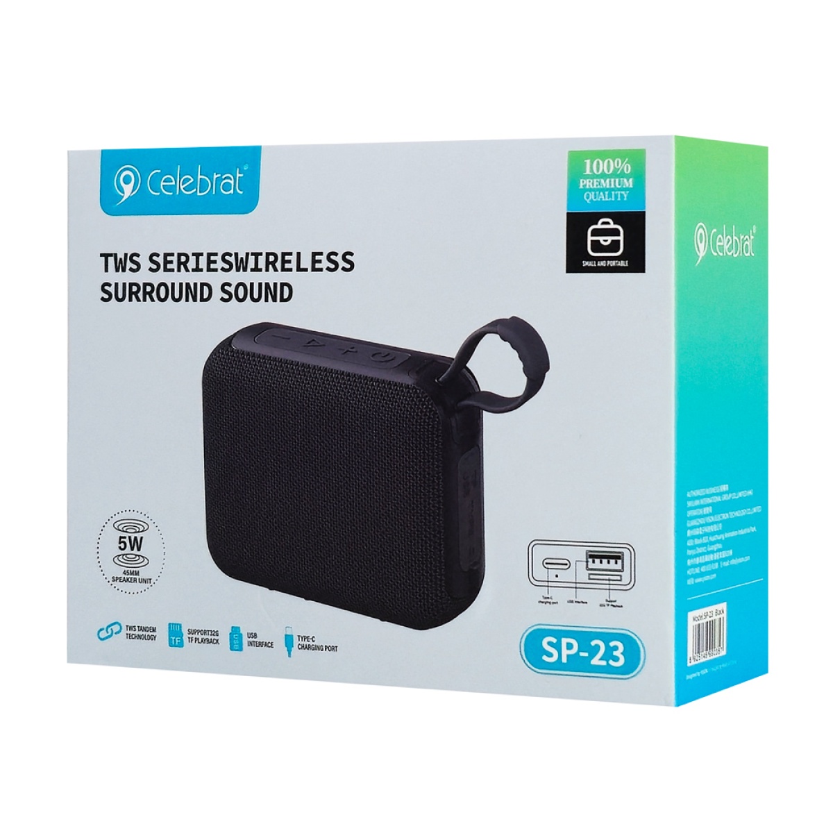 CELEBRAT φορητό ηχείο SP-23, 5W, Bluetooth, 1200mAh, μαύρο - Image 7