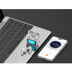 CELEBRAT earphones με θήκη φόρτισης W63, οθόνη αφής, TWS, ANC, 13mm, 30/360mAh, λευκό - Image 3
