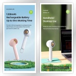 USAMS φορητός ανεμιστήρας US-ZB251 με 2 ταχύτητες, 1200mAh, λευκός - Image 5