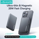 USAMS power bank CD242, magnetic wireless, USB-C έξοδος, 10000mAh, 20W, γκρι - Image 3