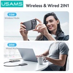 USAMS power bank CD242, magnetic wireless, USB-C έξοδος, 10000mAh, 20W, γκρι - Image 4