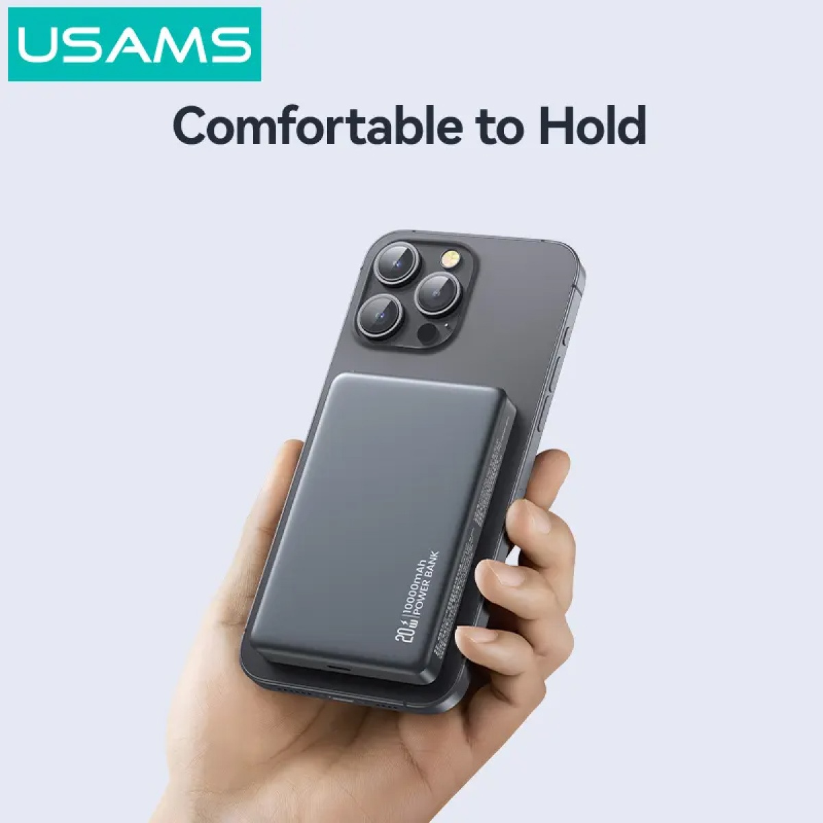 USAMS power bank CD242, magnetic wireless, USB-C έξοδος, 10000mAh, 20W, γκρι - Image 5