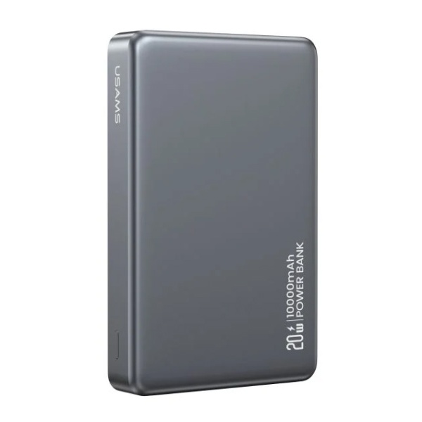 USAMS power bank CD242, magnetic wireless, USB-C έξοδος, 10000mAh, 20W, γκρι