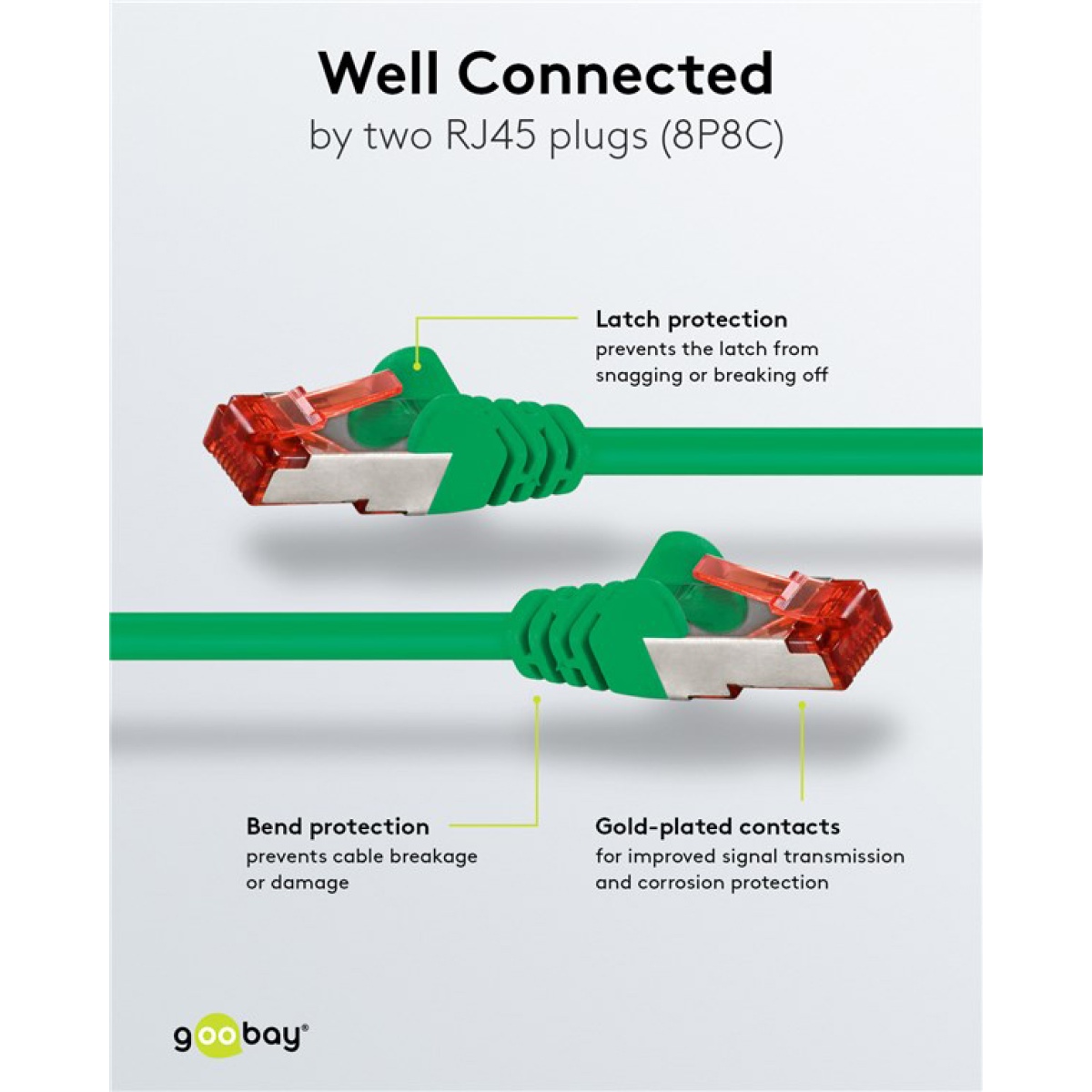 GOOBAY καλώδιο δικτύου 68288, CAT 6 S/FTP, copper, 250MHz, 0.50m, πράσινο - Image 3