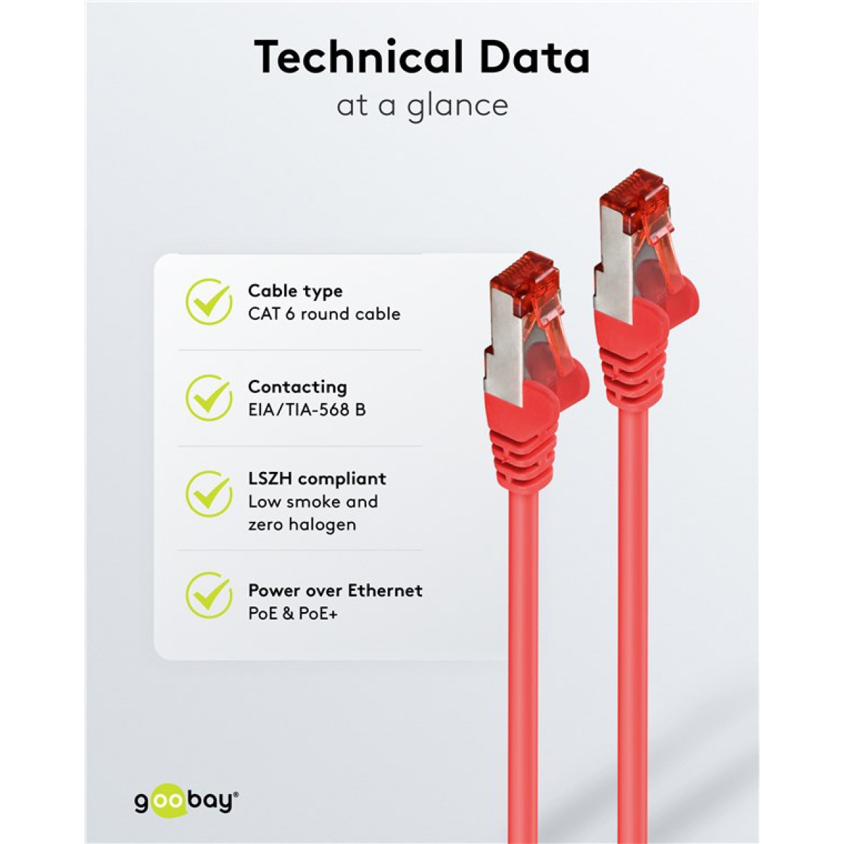 GOOBAY καλώδιο δικτύου 92458, CAT 6 S/FTP, copper, 250MHz, 0.15m, κόκκινο - Image 6
