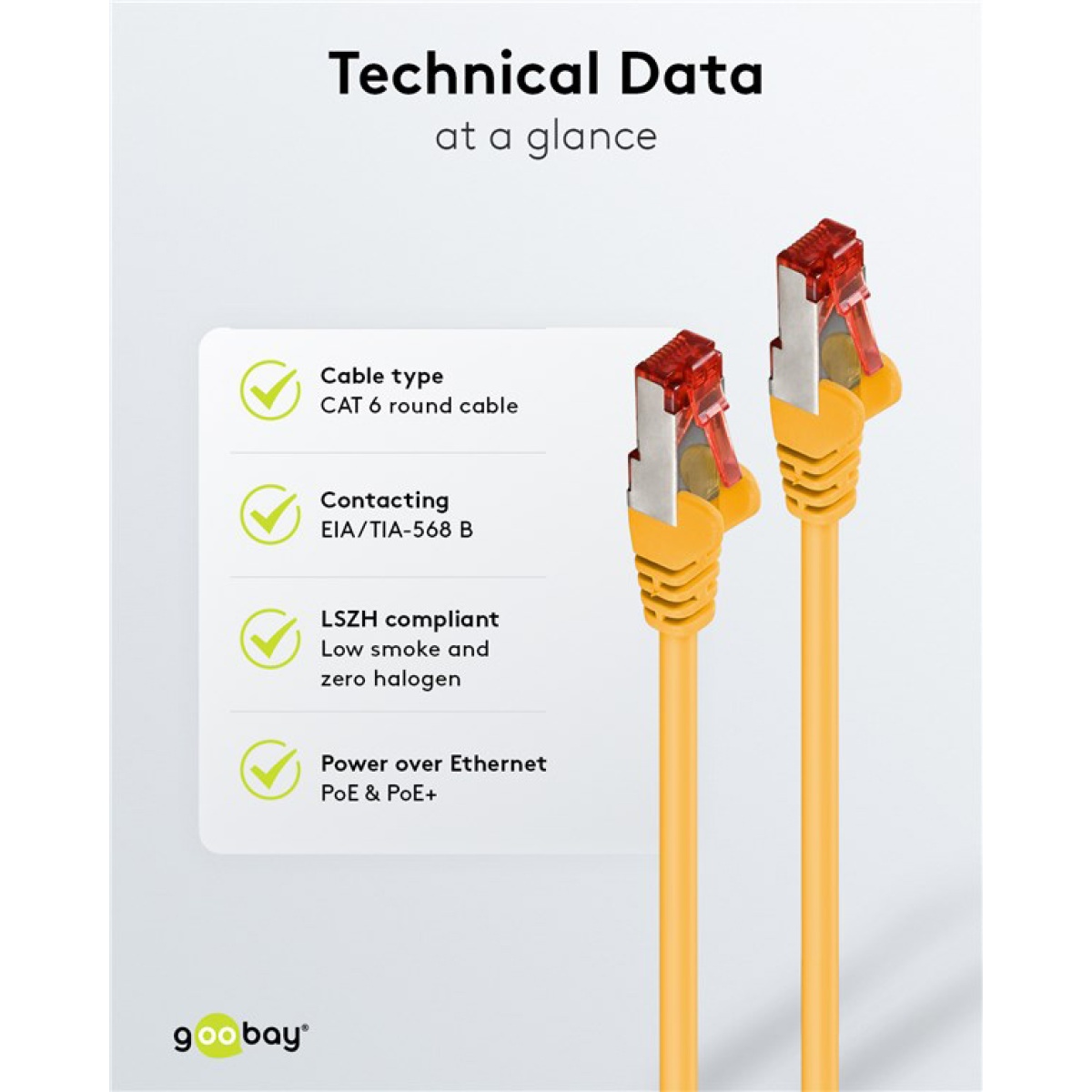 GOOBAY καλώδιο δικτύου 93210, CAT 6 S/FTP, copper, 250MHz, 0.25m, κίτρινο - Image 6