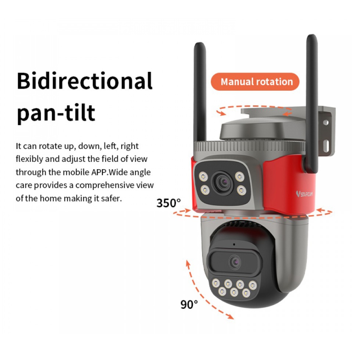 VSTARCAM smart κάμερα AF621DR, dual lens, αναγνώριση φωτιάς & καπνού, 2MP, WiFi, SD, PTZ, IP66 - Image 3