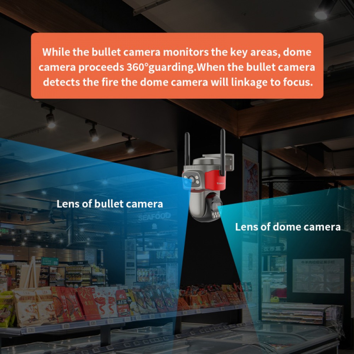 VSTARCAM smart κάμερα AF621DR, dual lens, αναγνώριση φωτιάς & καπνού, 2MP, WiFi, SD, PTZ, IP66 - Image 4