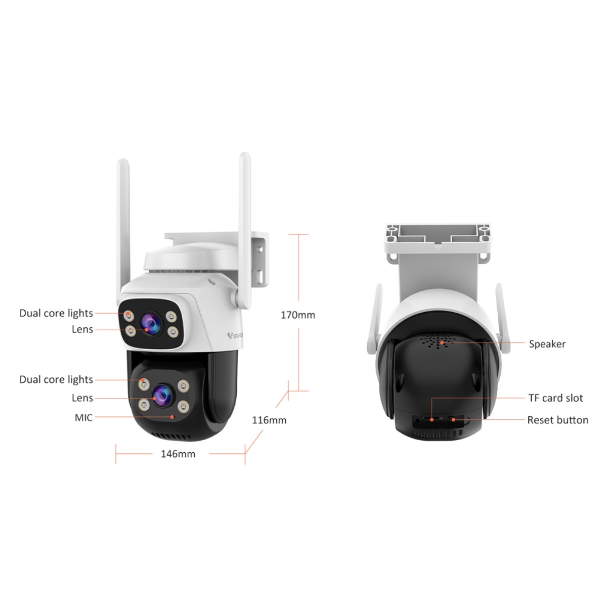 VSTARCAM smart κάμερα C622DR, dual lens, 2MP, WiFi, SD, PTZ, IP66 - Image 5