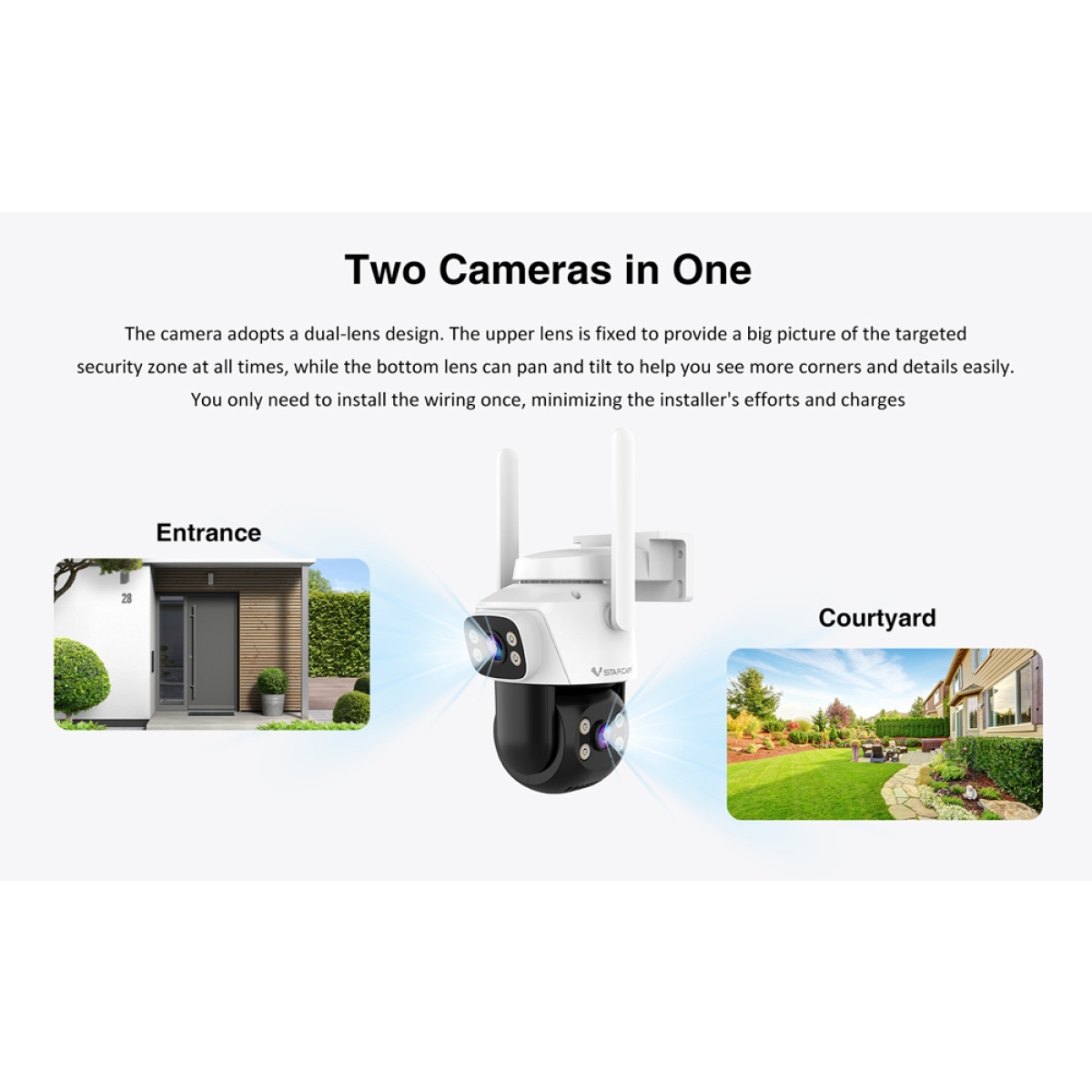 VSTARCAM smart κάμερα C622DR, dual lens, 2MP, WiFi, SD, PTZ, IP66 - Image 8