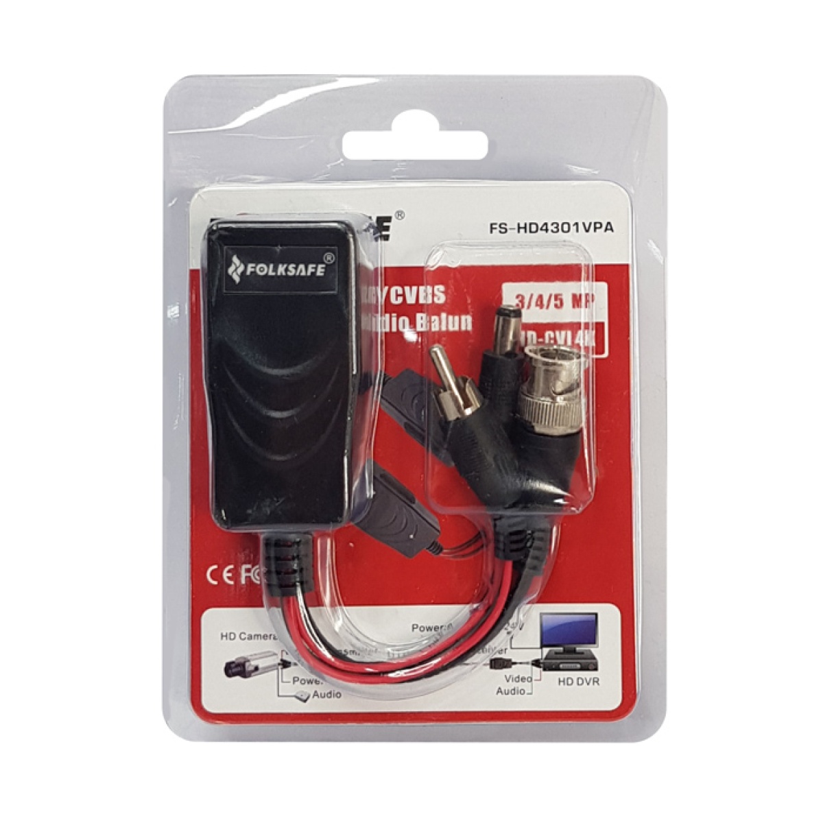 FOLKSAFE video & power balun transmitter FS-HD4301VPA, 4K, audio, RJ45 - Image 2