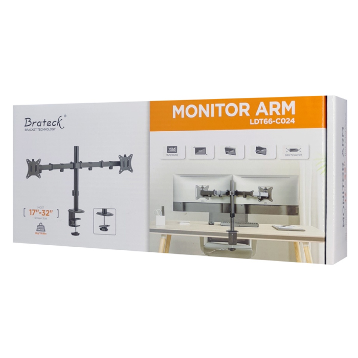 BRATECK βάση γραφείου για 2x οθόνες LDT66-C024, 17-32", έως 9kg - Image 5